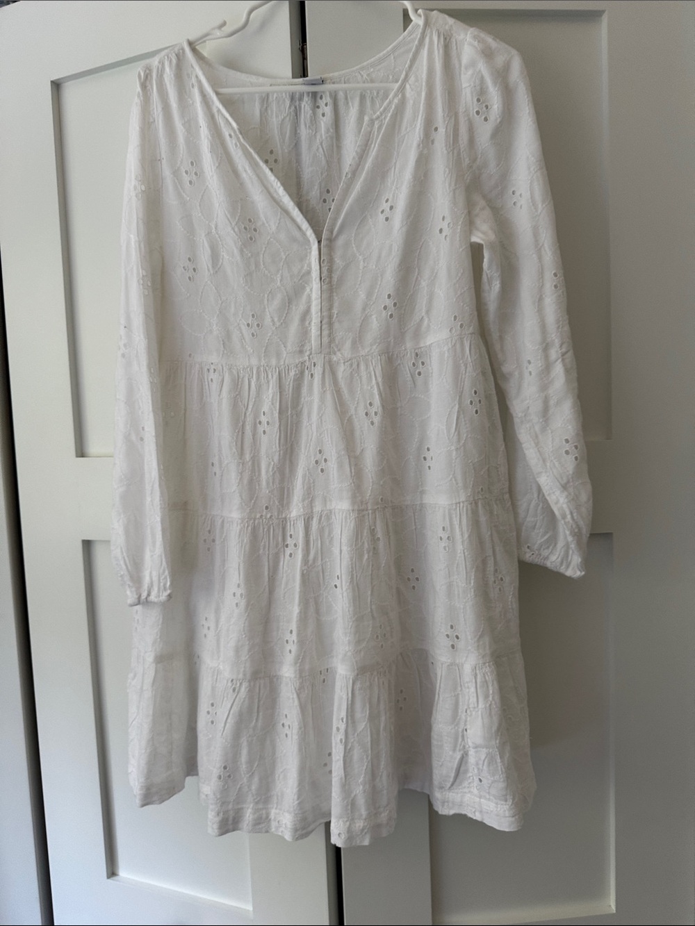 Old Navy White Eyelet Tiered Midi Dress